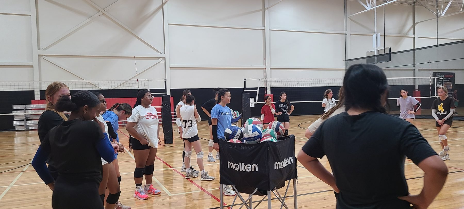 Boomtown Athletics youth volleyball camp group at Boomtown FieldhouseUSA